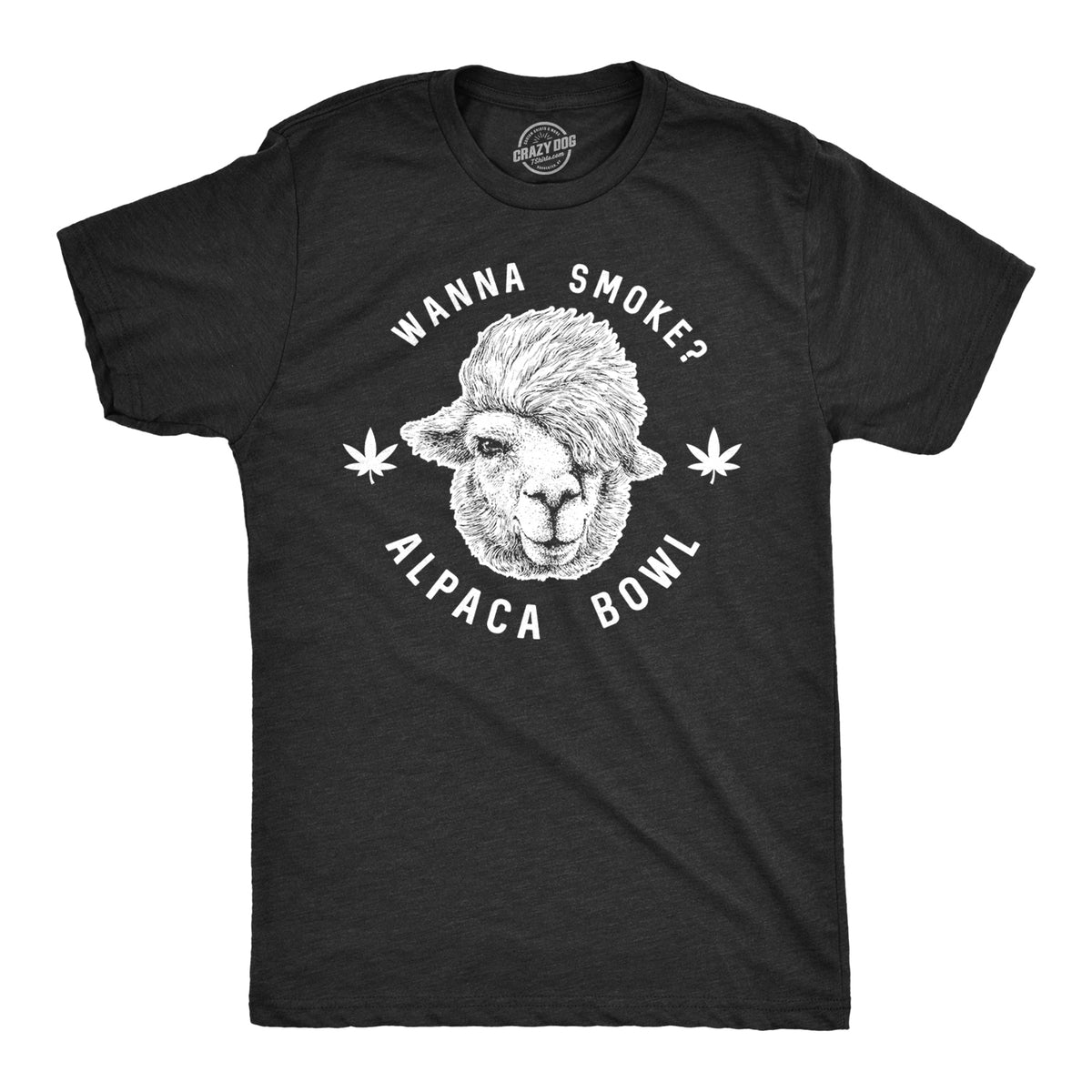 Funny Heather Black Wanna Smoke Alpaca Bowl Mens T Shirt Nerdy 420 Animal Tee