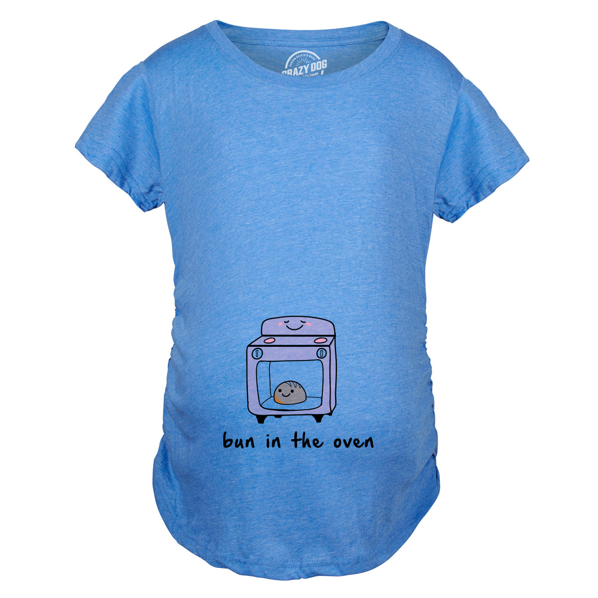 Funny Heather Light Blue Bun In The Oven Maternity T Shirt Nerdy Food Tee