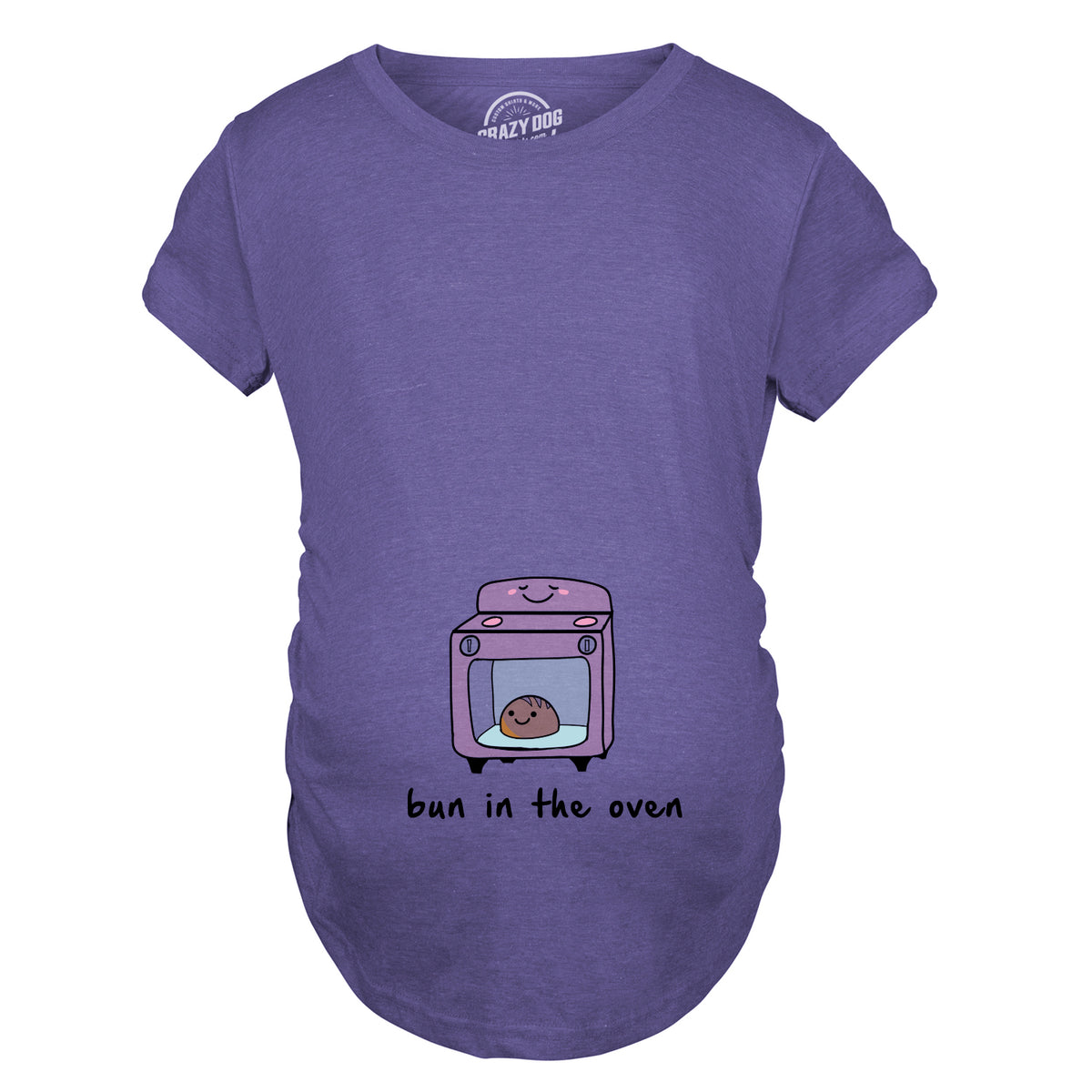 Funny Heather Purple Bun In The Oven Maternity T Shirt Nerdy Food Tee