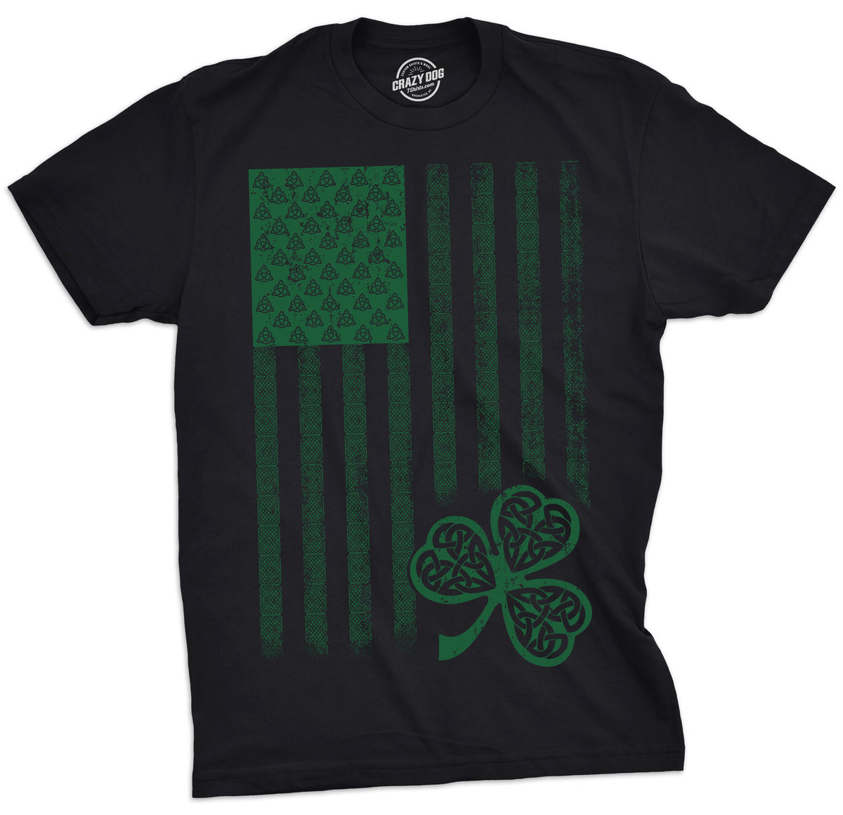 Funny Heather Black - Celtic Flag Celtic USA Flag Mens T Shirt Nerdy Saint Patrick&#39;s Day Tee