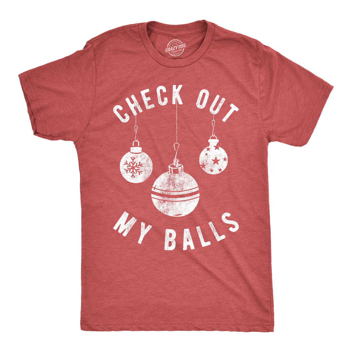 Funny Heather Red - Check out My Balls Check Out My Balls Mens T Shirt Nerdy Christmas sex Tee