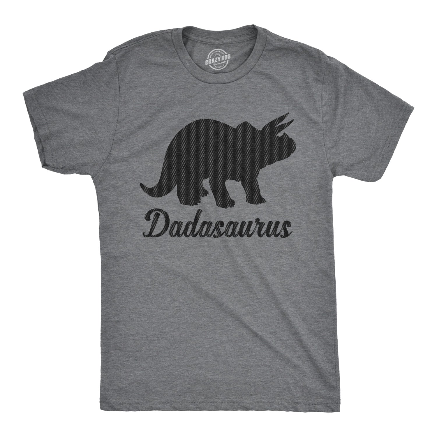 Funny Dark Heather Grey Dadasaurus Mens T Shirt Nerdy Father's Day Dinosaur Tee