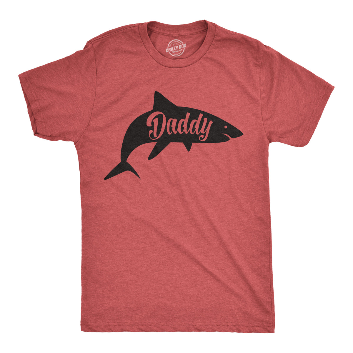 Funny Heather Red - Daddy Shark Daddy Shark Mens T Shirt Nerdy Father&#39;s Day Shark Week Tee