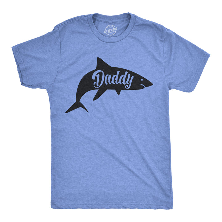 Funny Heather Light Blue - Daddy Shark Daddy Shark Mens T Shirt Nerdy Father's Day Shark Week Tee