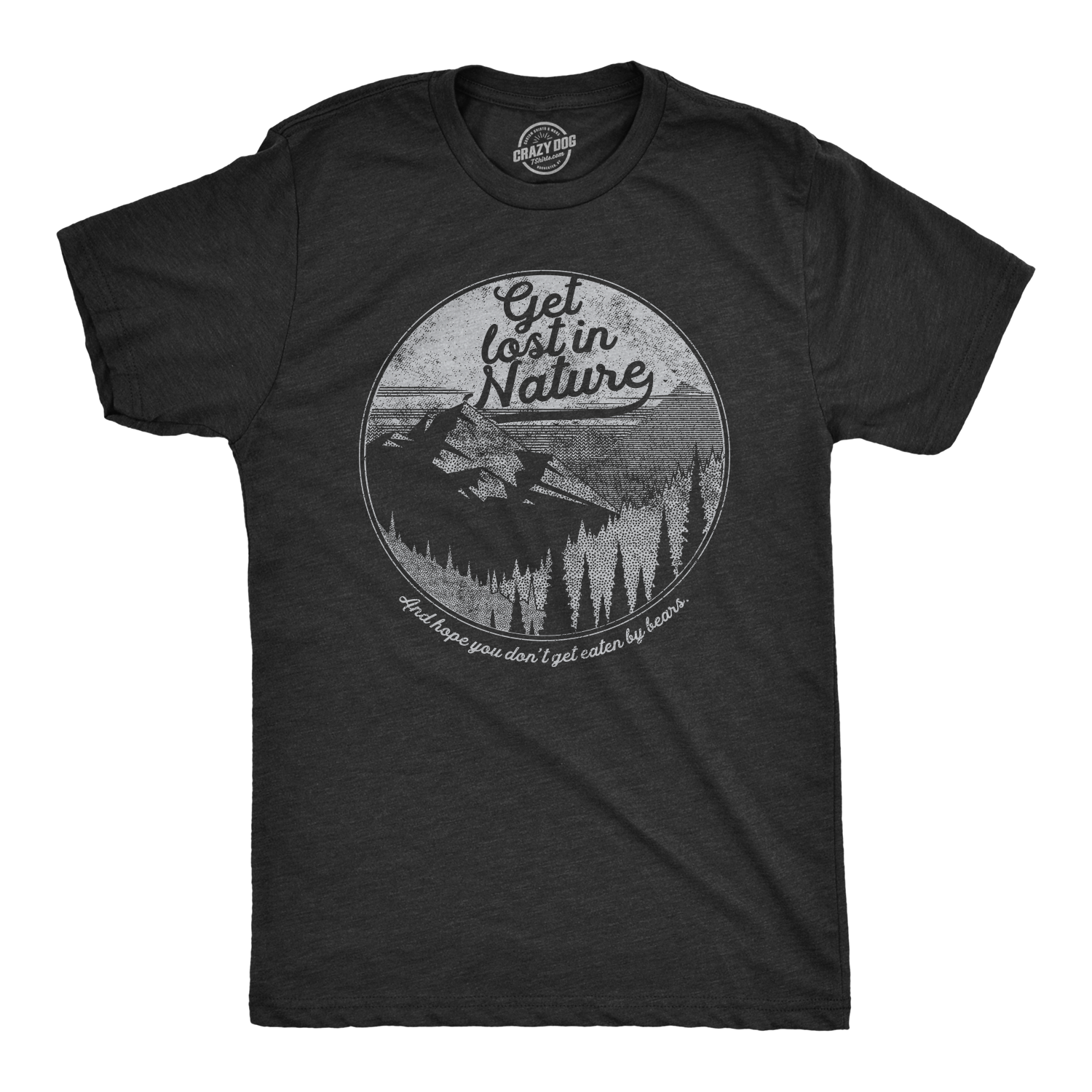 Funny Heather Black - Get Lost Get Lost In Nature Mens T Shirt Nerdy Camping vacation Tee