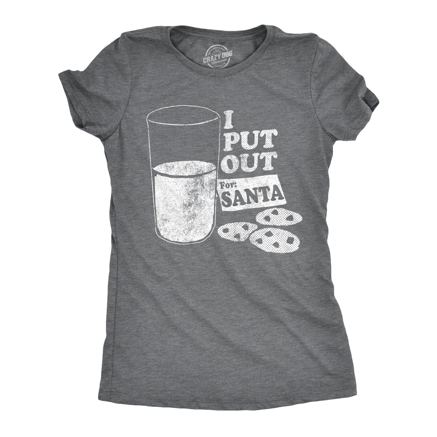 Funny Dark Heather Grey - Put Out I Put Out For Santa Womens T Shirt Nerdy Christmas sex Tee