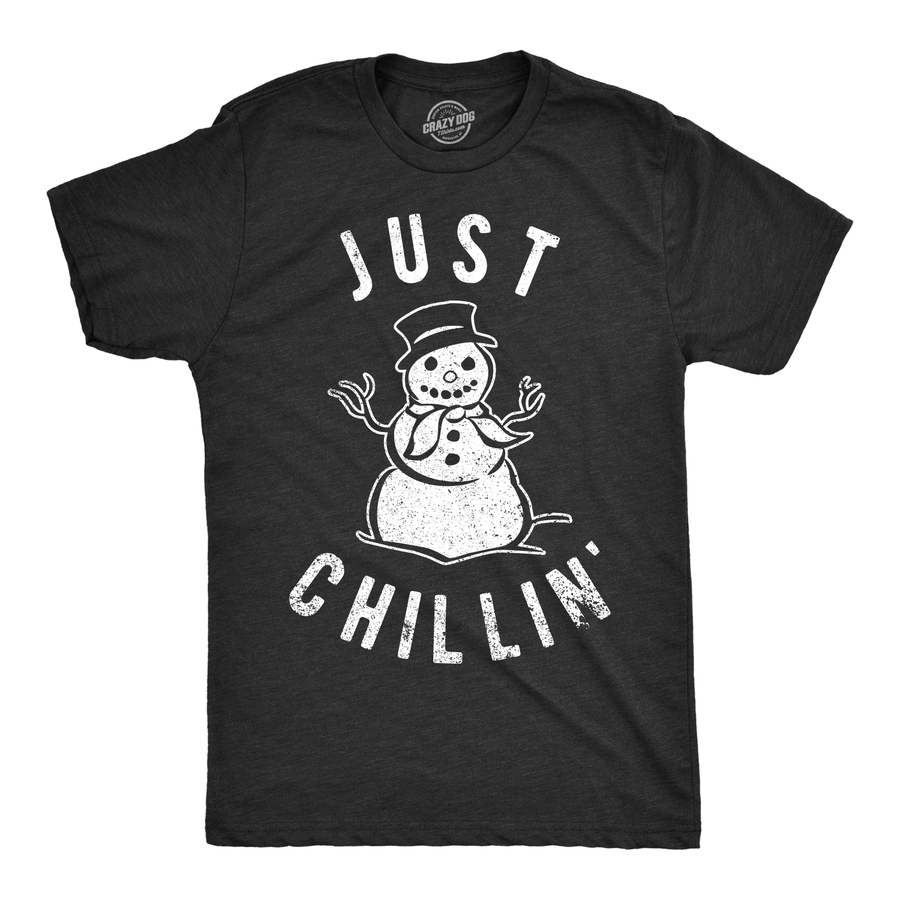 Funny Heather Red - Ho Ho Drink Just Chillin Mens T Shirt Nerdy Christmas Tee