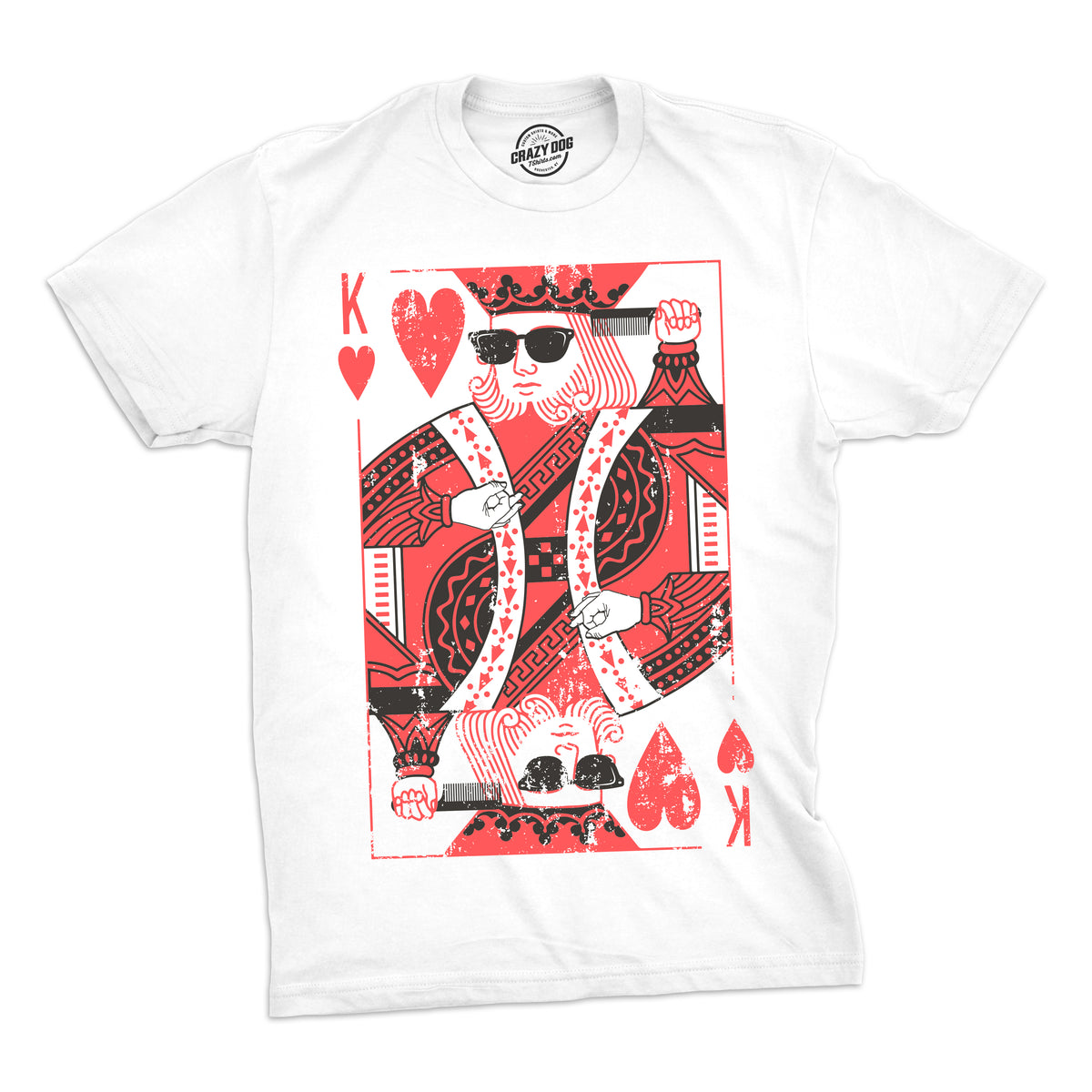 Funny White King Of Hearts Mens T Shirt Nerdy Valentine&#39;s Day Tee