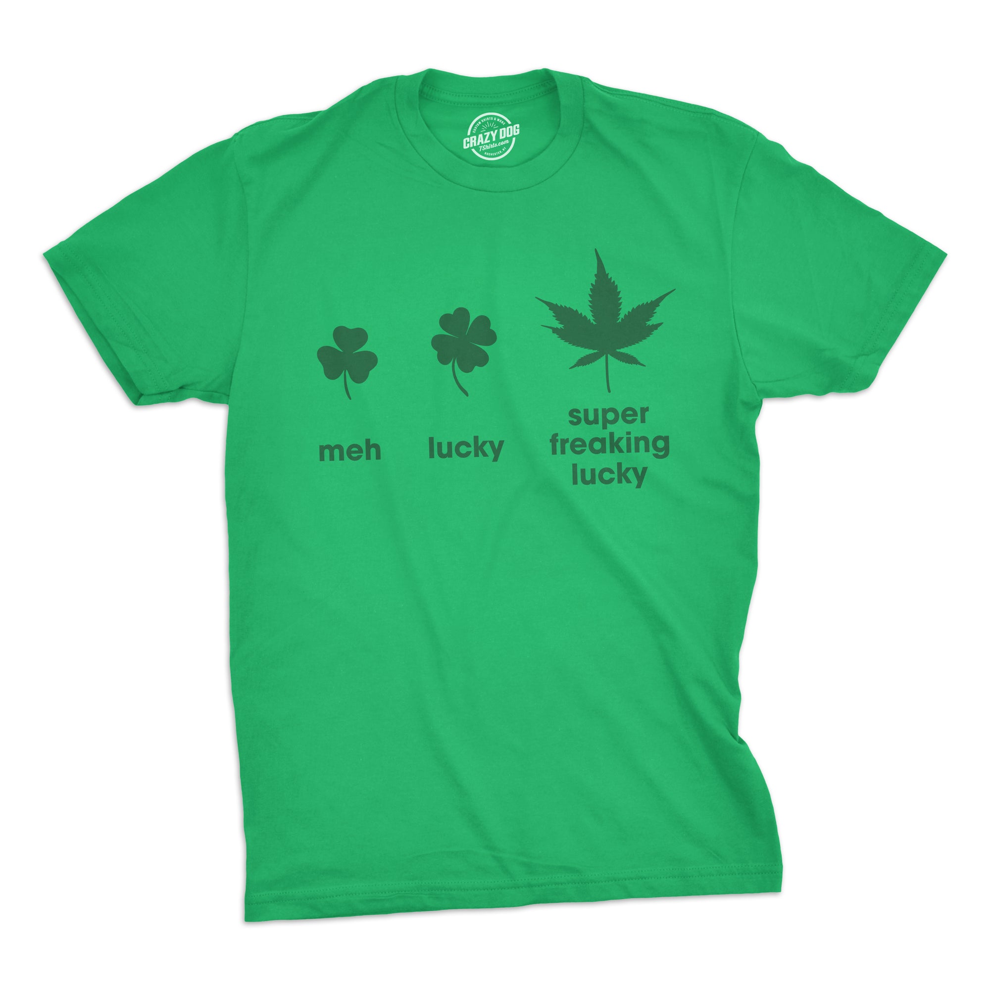 Funny Green Super Freaking Lucky Mens T Shirt Nerdy Saint Patrick's Day 420 Tee