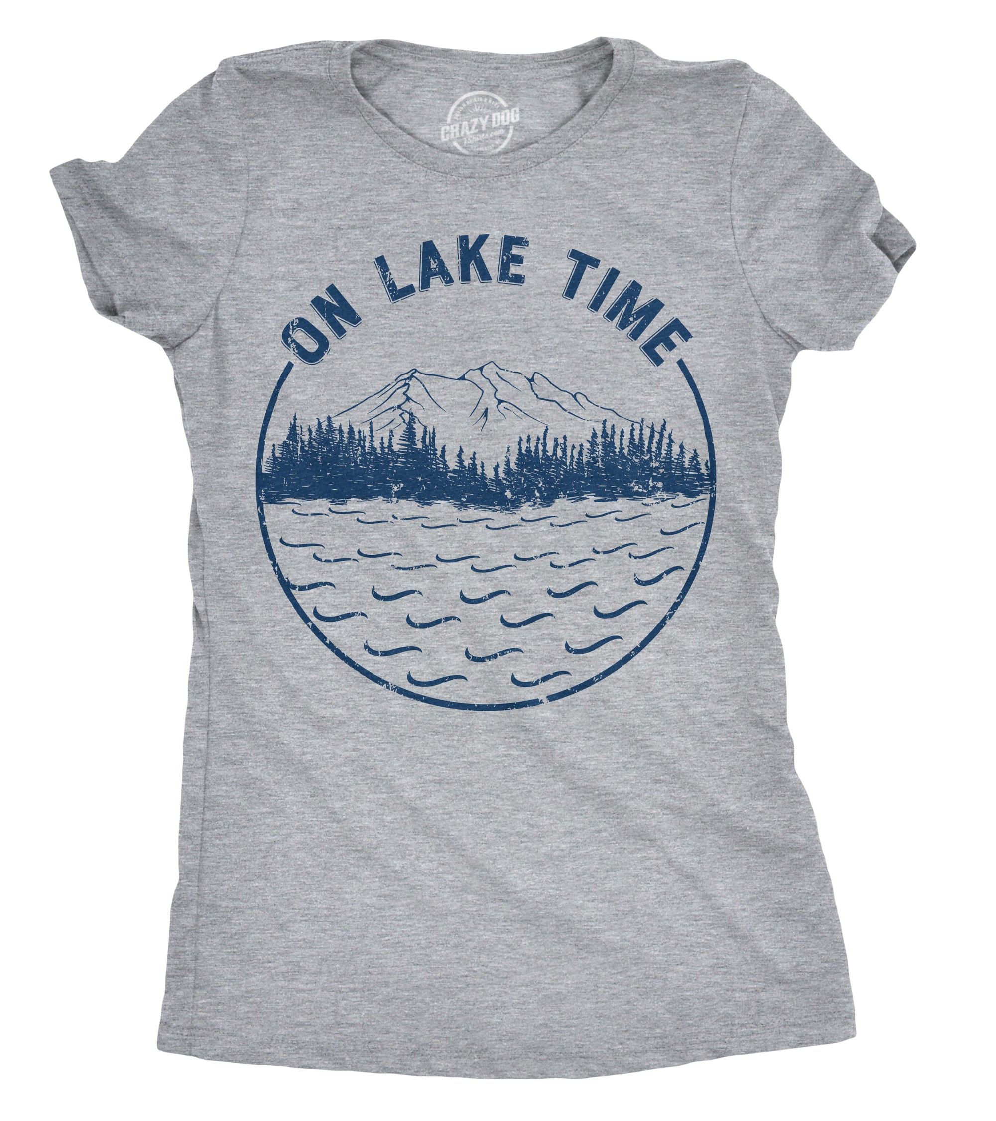 Funny Light Heather Grey On Lake Time Womens T Shirt Nerdy Vacation Tee