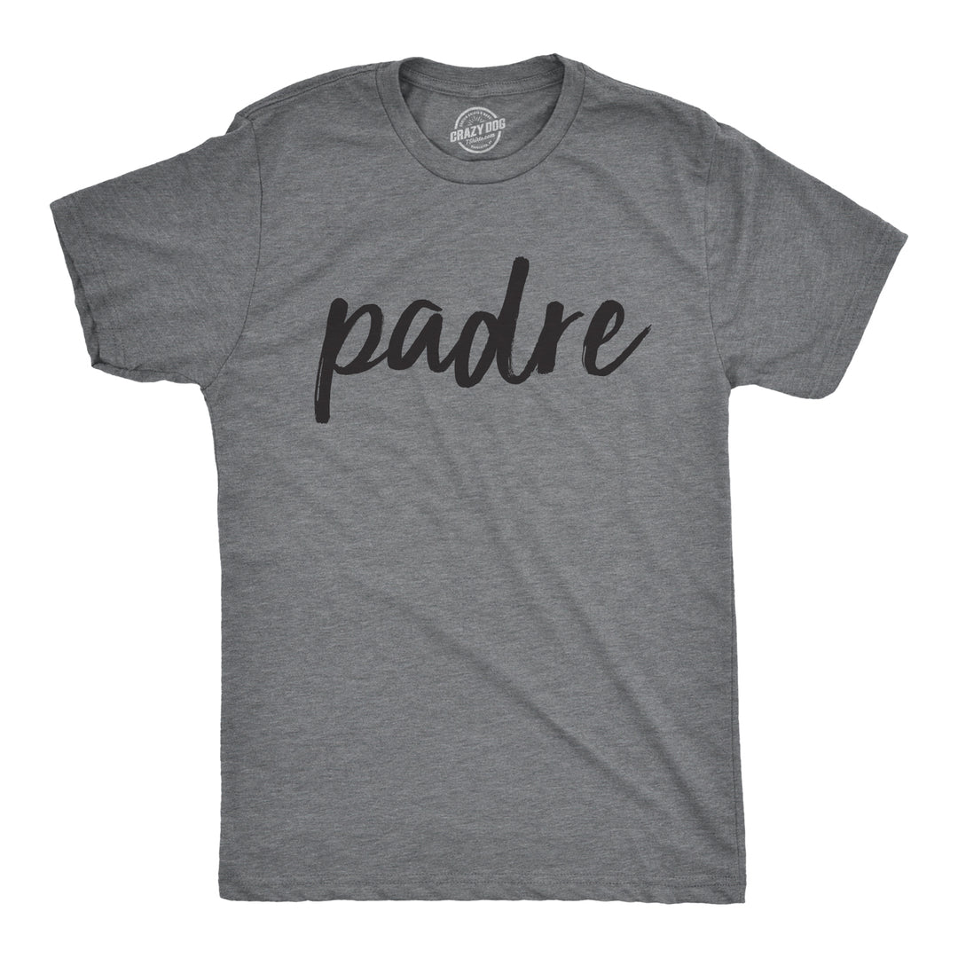 Funny Dark Heather Grey Padre Mens T Shirt Nerdy Father's Day Tee