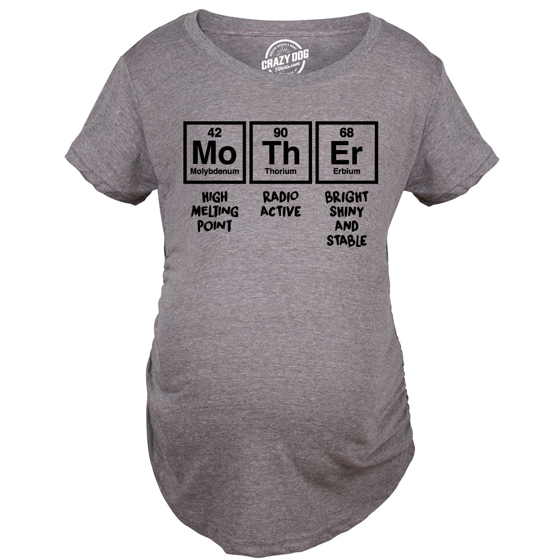 Funny Dark Heather Grey Periodc Mother Maternity T Shirt Nerdy Mother's Day Science Tee