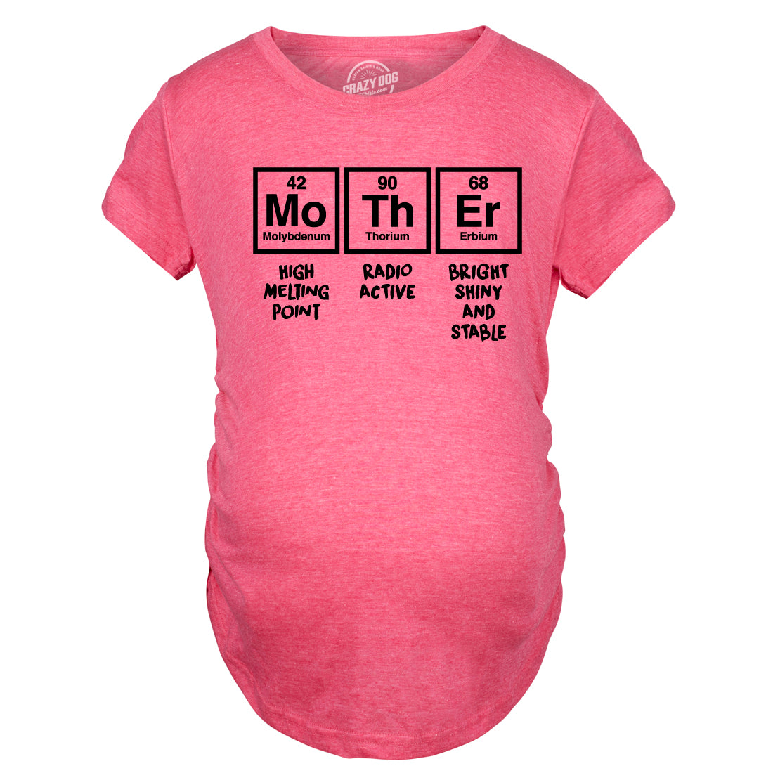 Funny Heather Pink Periodic Mother Maternity T Shirt Nerdy Mother&#39;s Day Science Tee