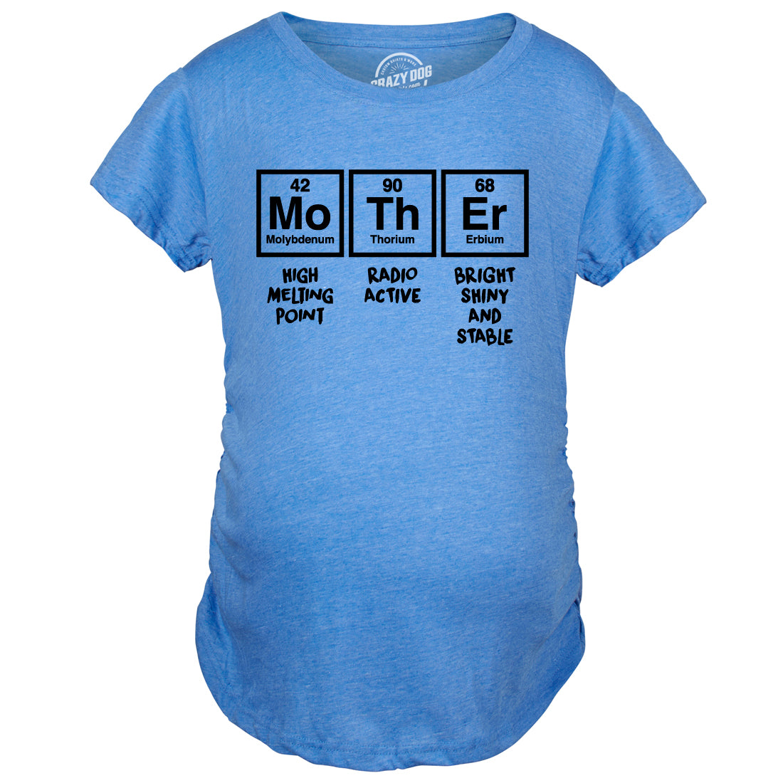 Funny Heather Light Blue Periodic Mother Maternity T Shirt Nerdy Mother&#39;s Day Science Tee