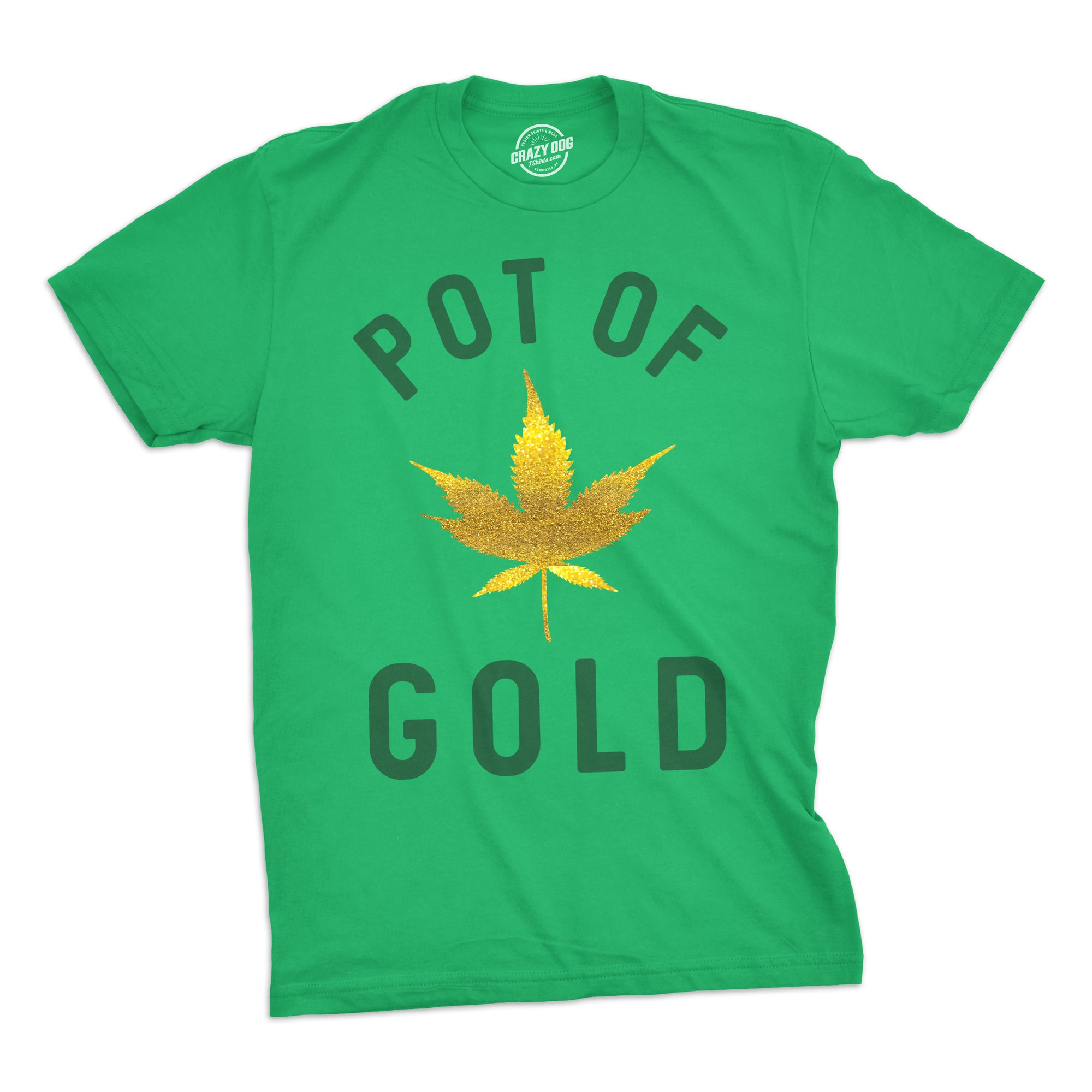 Funny Green Pot Of Gold Mens T Shirt Nerdy Saint Patrick's Day 420 Tee