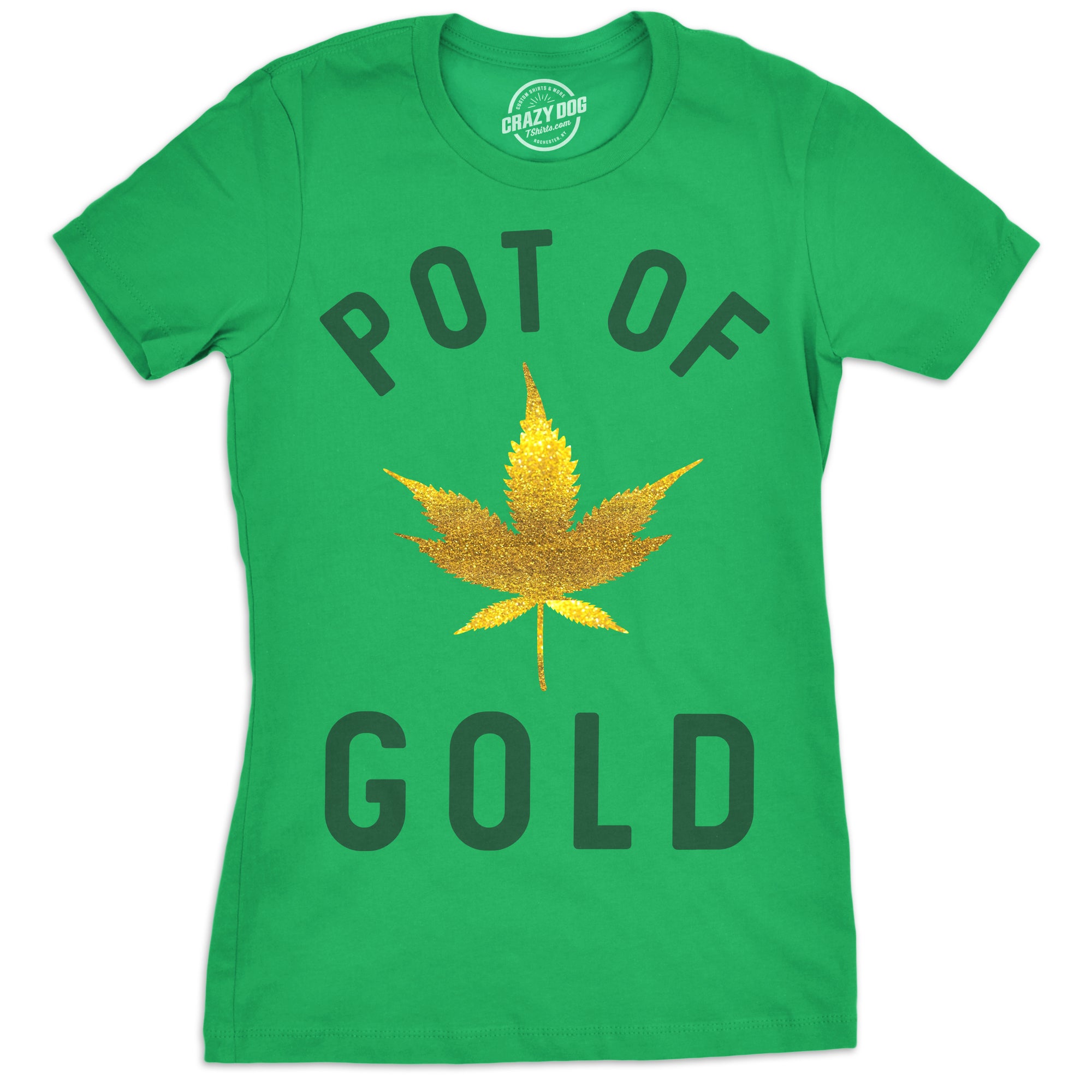 Funny Green Pot Of Gold Womens T Shirt Nerdy Saint Patrick's Day Tee