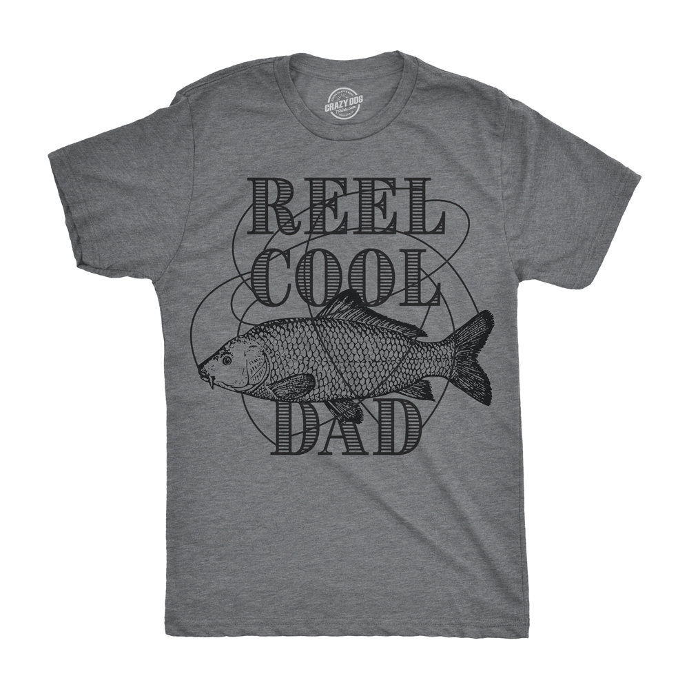 Funny Dark Heather Grey - Reel Cool Dad Reel Cool Dad Mens T Shirt Nerdy Father's Day Fishing Tee