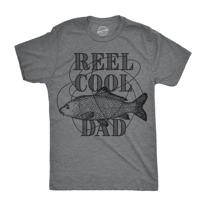 Funny Dark Heather Grey - Reel Cool Dad Reel Cool Dad Mens T Shirt Nerdy Father's Day Fishing Tee