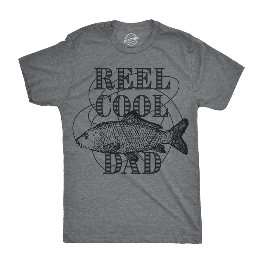 Funny Dark Heather Grey - Reel Cool Dad Reel Cool Dad Mens T Shirt Nerdy Father's Day Fishing Tee