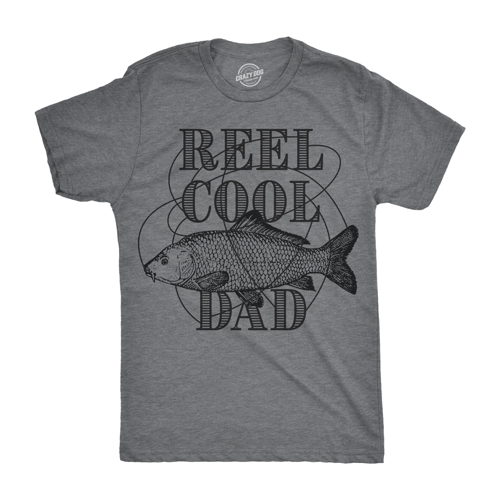 Funny Dark Heather Grey - Reel Cool Dad Reel Cool Dad Mens T Shirt Nerdy Father&#39;s Day Fishing Tee