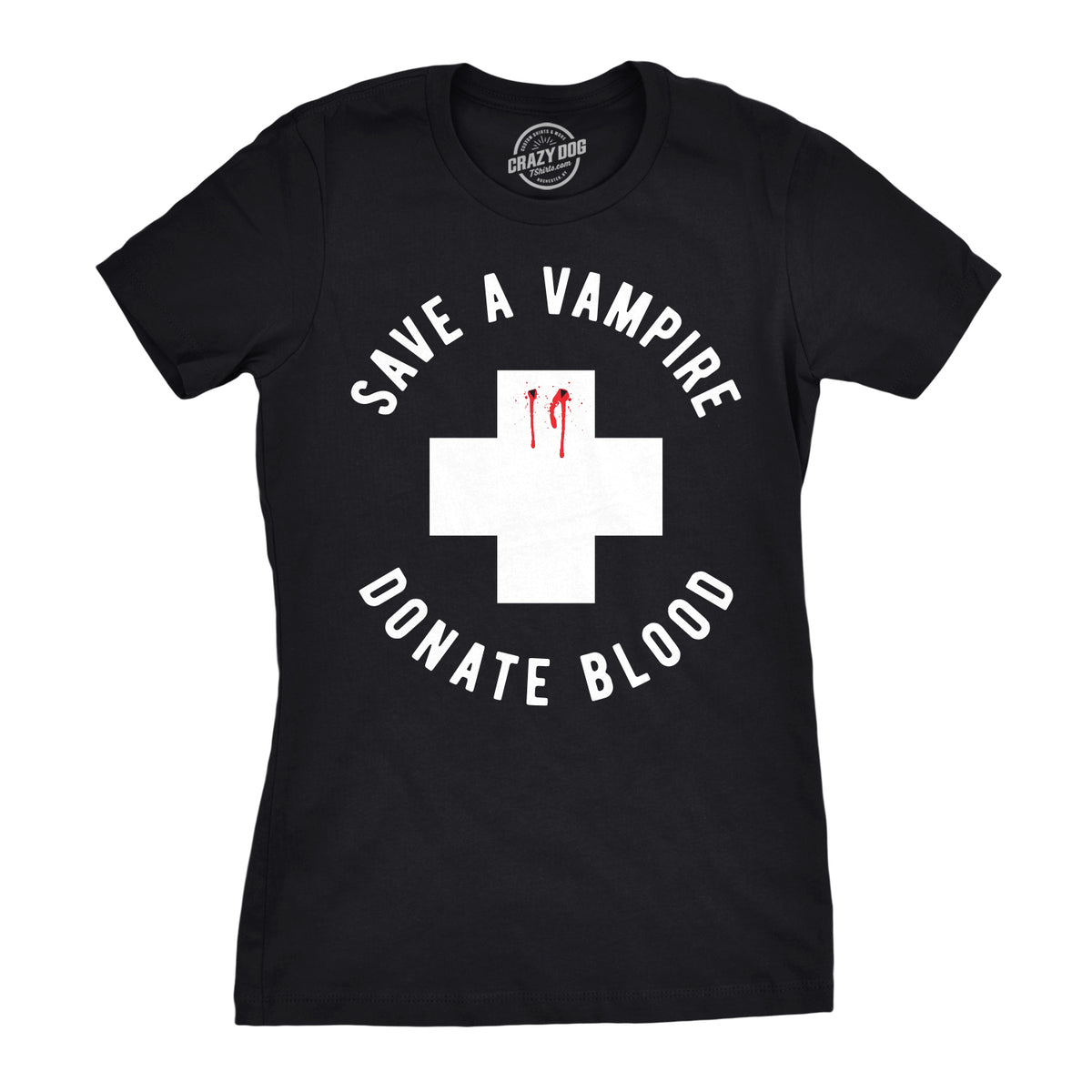 Funny Heather Black - Donate Blood Save A Vampire Donate Blood Womens T Shirt Nerdy Halloween Sarcastic Tee