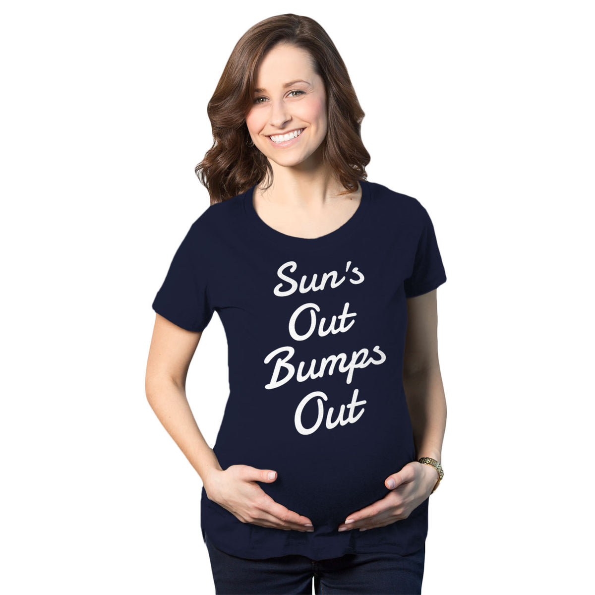 Funny Suns Out Bumps Out Maternity T Shirt Nerdy vacation Tee