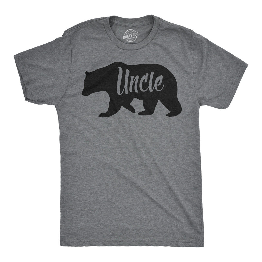 Funny Dark Heather Grey Uncle Bear Mens T Shirt Nerdy Uncle Tee