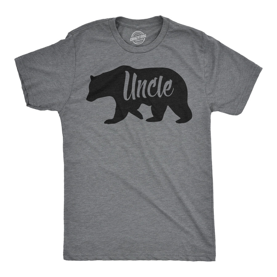 Funny Dark Heather Grey Uncle Bear Mens T Shirt Nerdy Uncle Tee