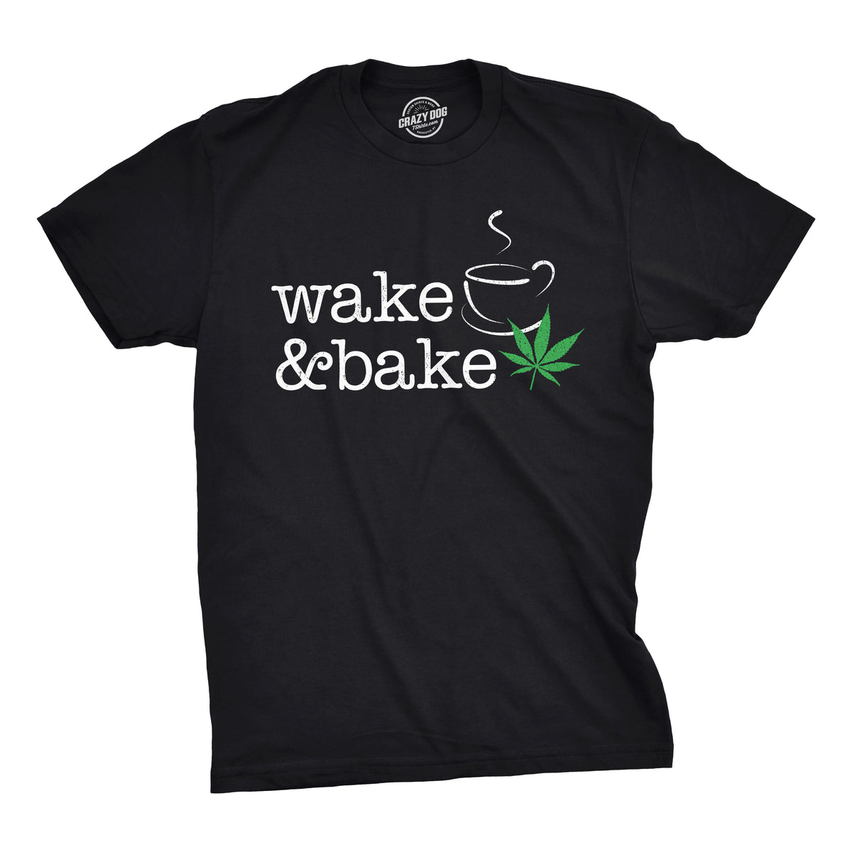 Funny Black Wake And Bake Mens T Shirt Nerdy 420 Coffee Tee