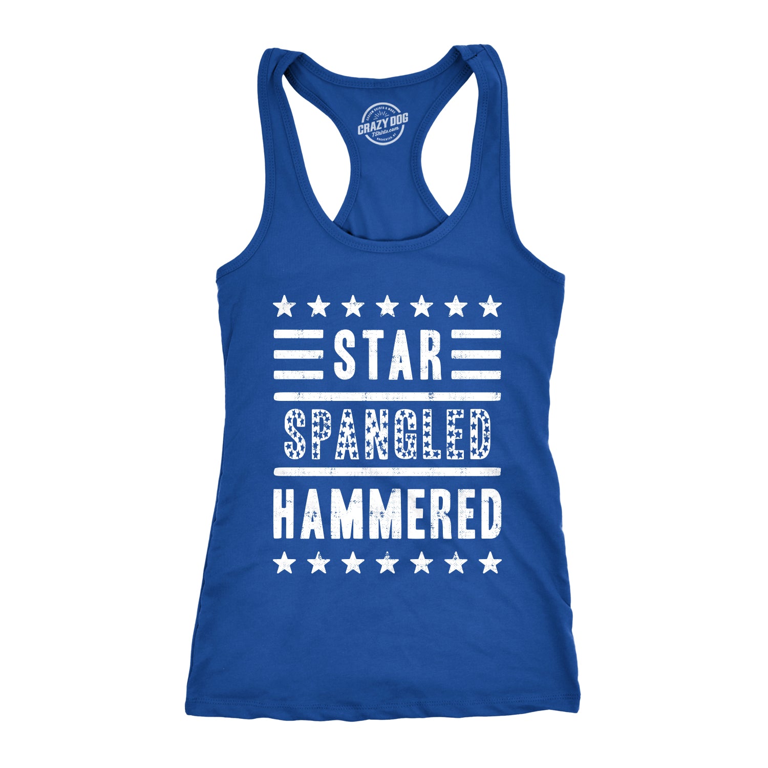 Funny Star Spangled Hammered Womens Tank Top Nerdy Fourth of July Drinking Tee