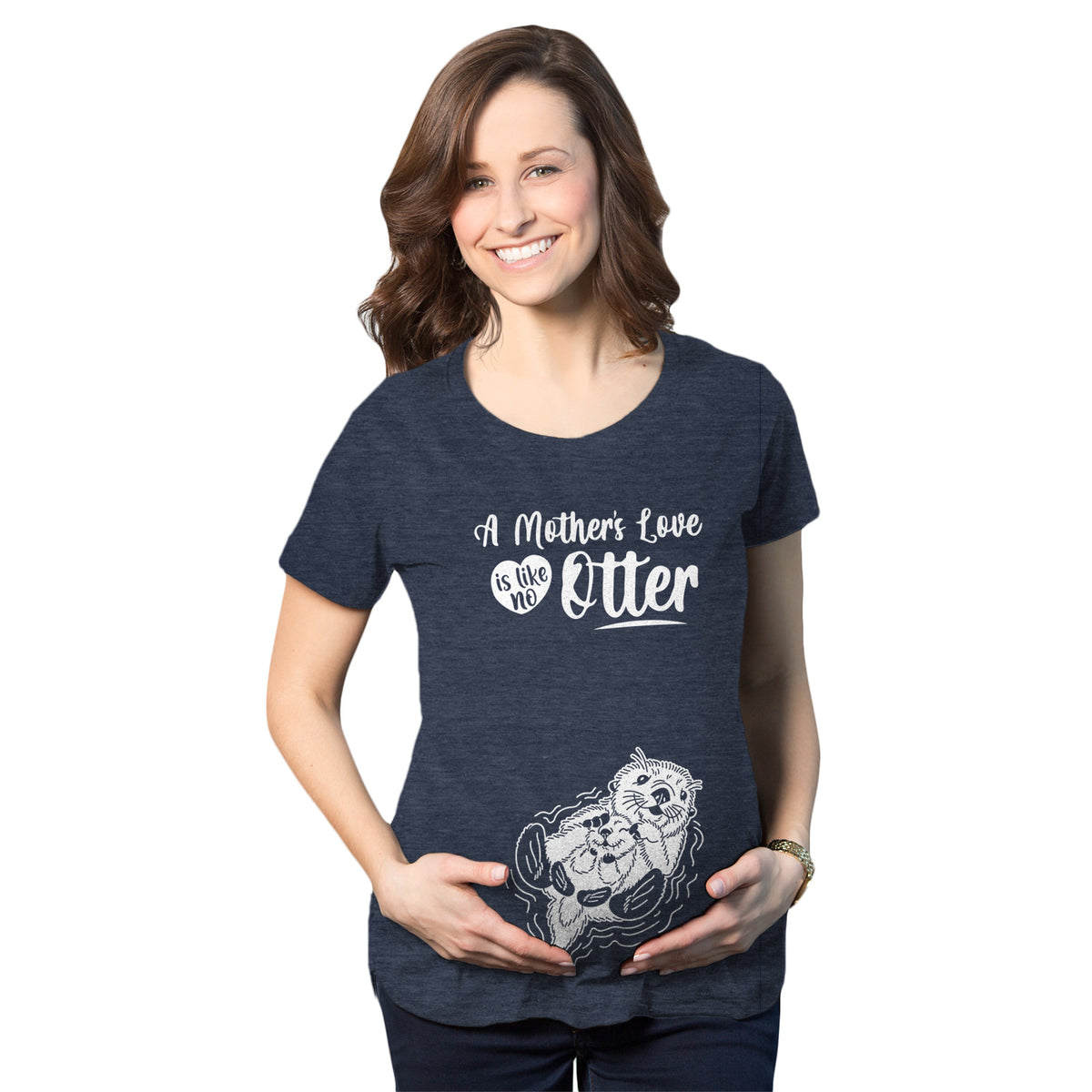 Funny Heather Navy - No Otter Maternity T Shirt Nerdy Sarcastic animal Tee