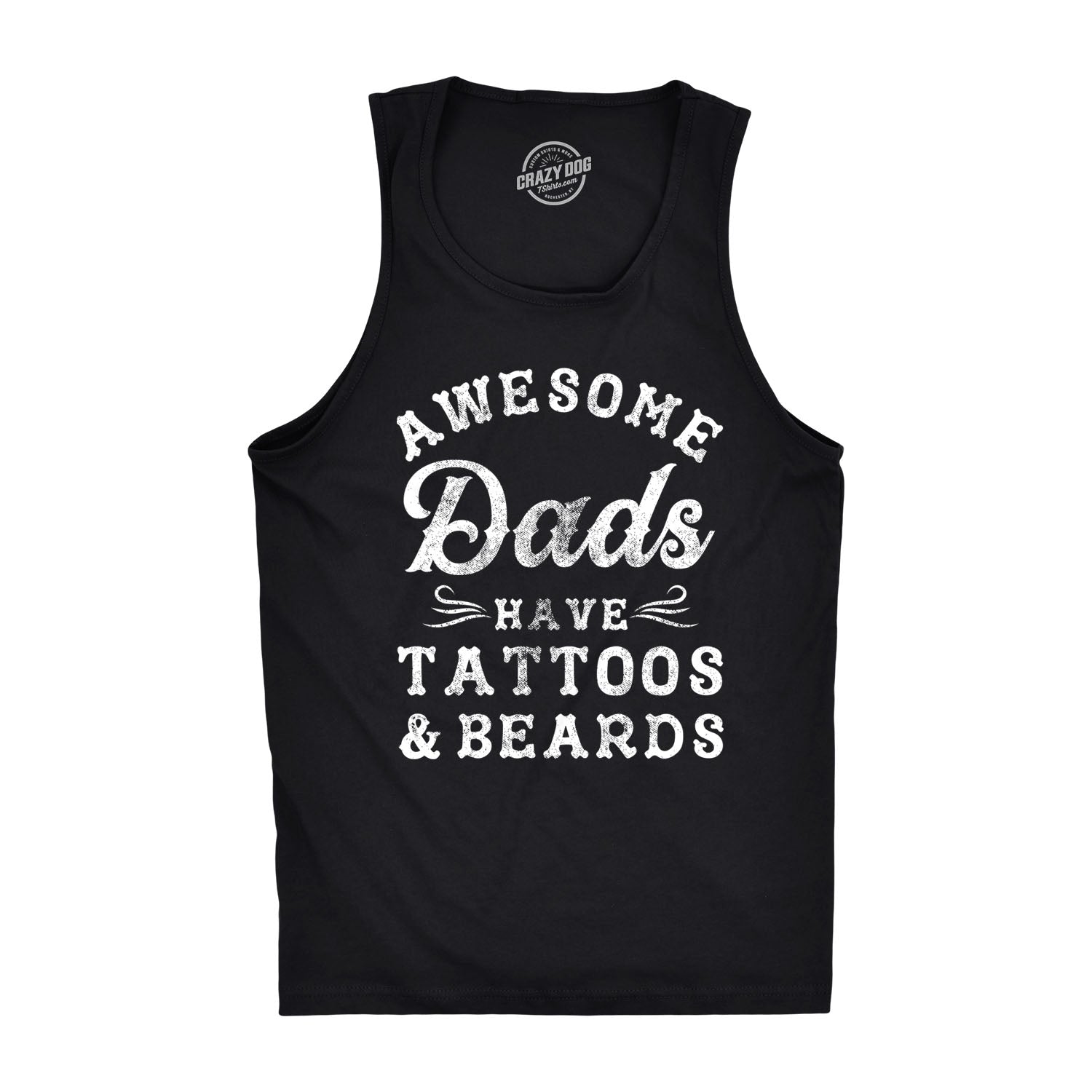 Funny Black Awesome Dads Have Tattoos And Beards Mens Tank Top Nerdy Father's Day Tee