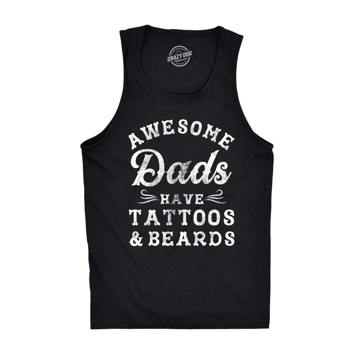 Funny Black Awesome Dads Have Tattoos And Beards Mens Tank Top Nerdy Father&#39;s Day Tee