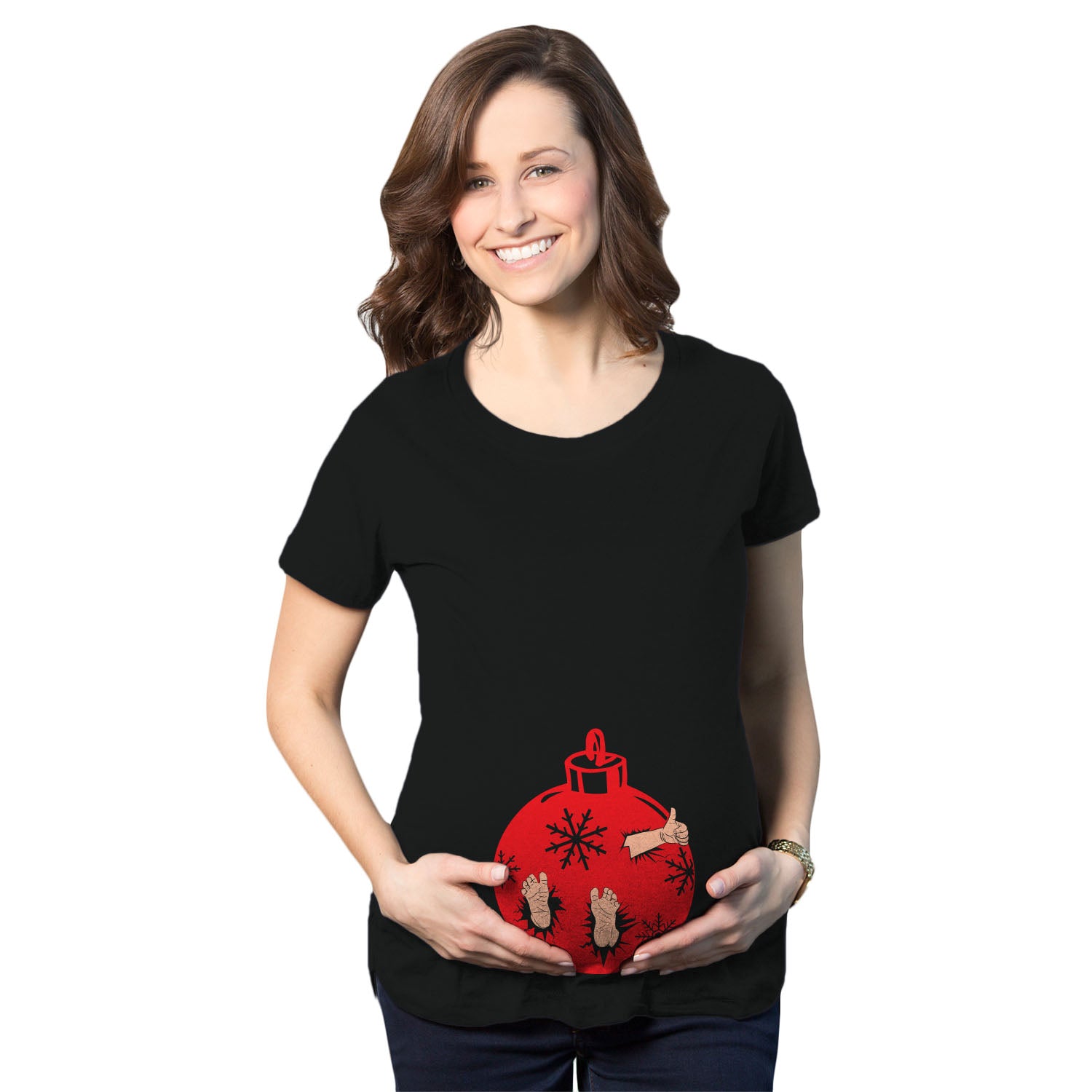 Funny Heather Black - Ornament Burst Ornament Baby Maternity T Shirt Nerdy Christmas Tee