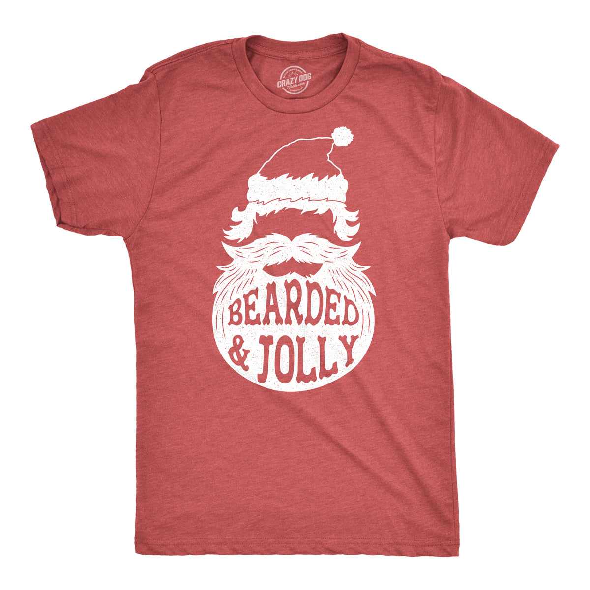 Funny Heather Red - Bearded Jolly Bearded And Jolly Mens T Shirt Nerdy Christmas Tee