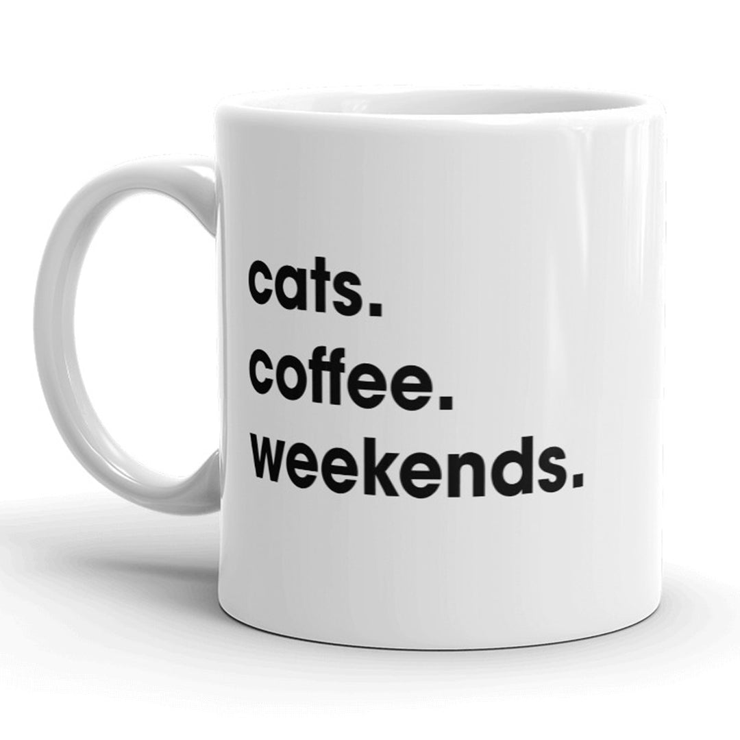 Funny White Cats Coffee Weekends Coffee Mug Nerdy cat Tee
