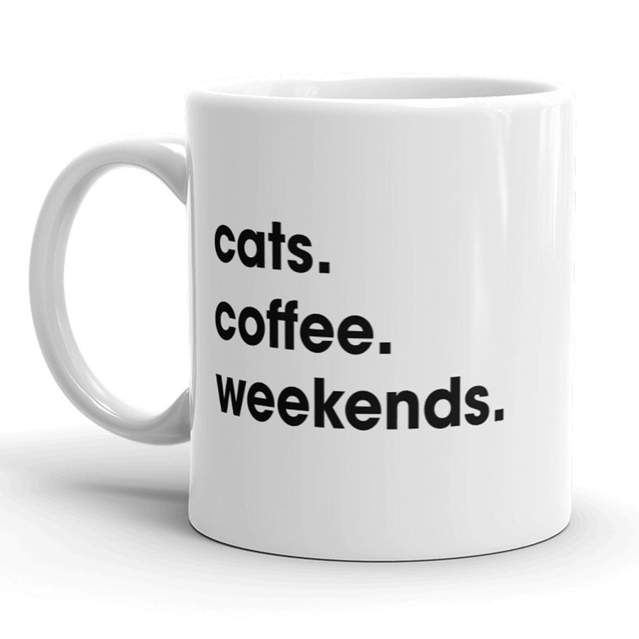 Funny White Cats Coffee Weekends Coffee Mug Nerdy cat Tee