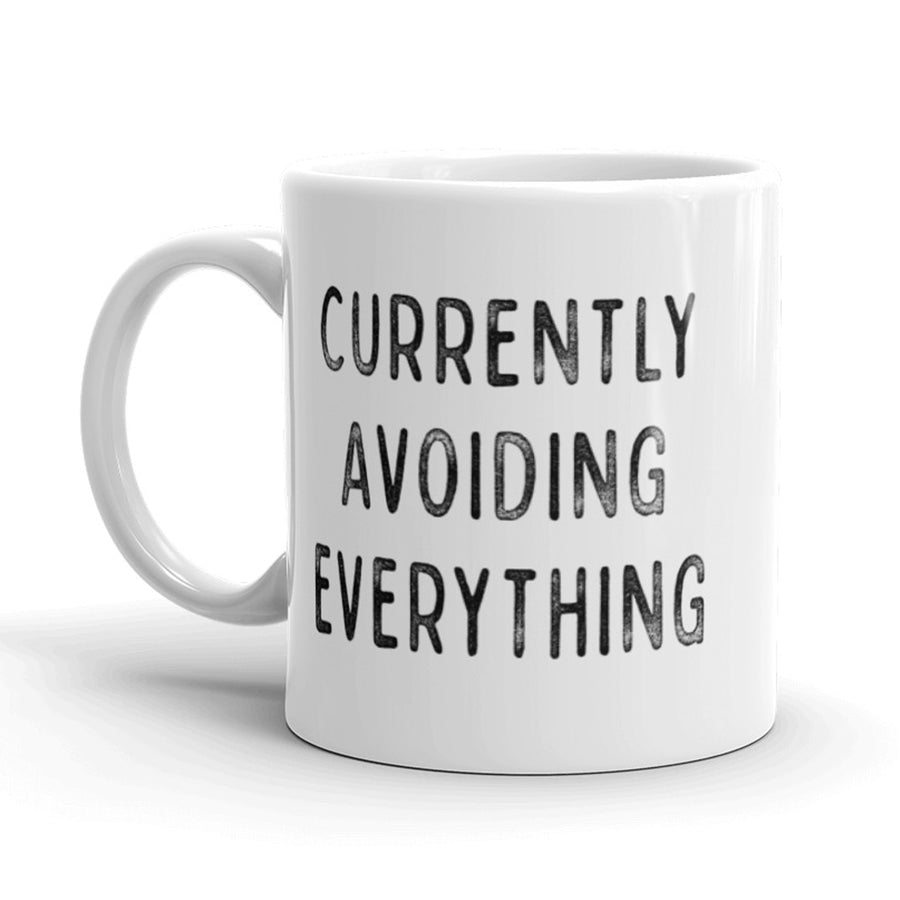 Funny White Currently Avoiding Everything Coffee Mug Nerdy Tee