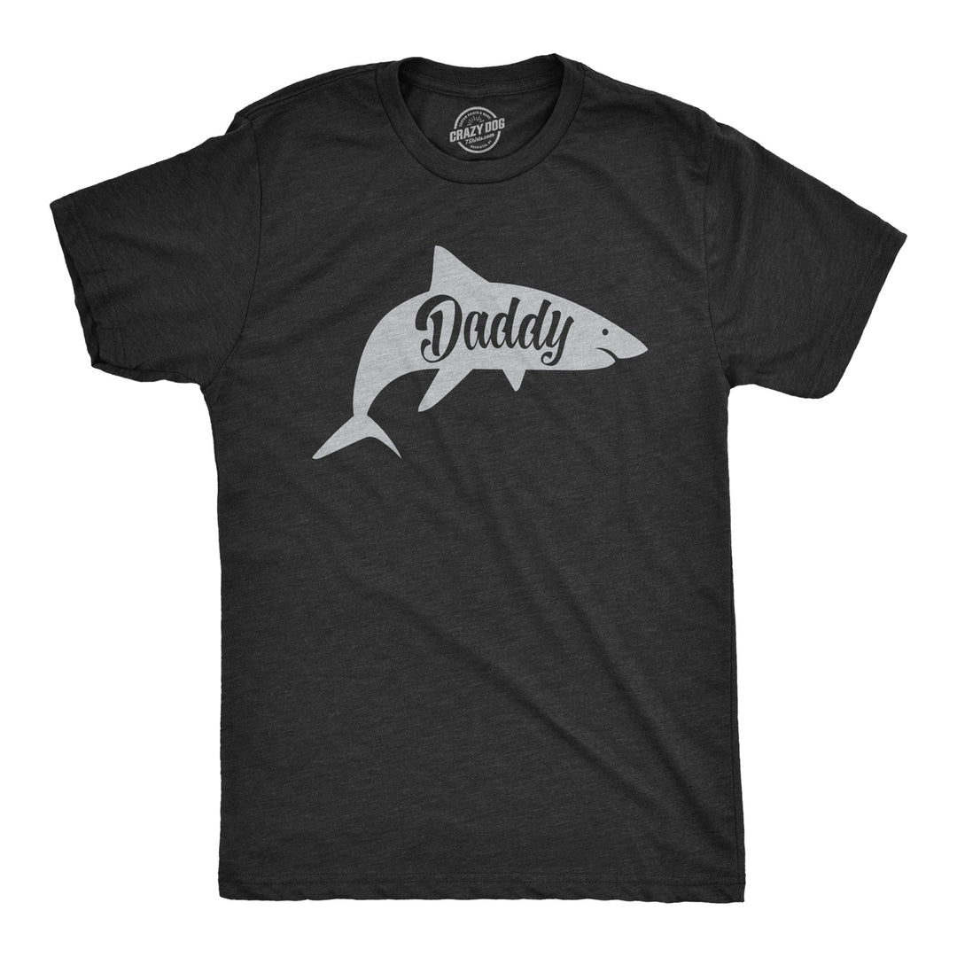 Funny Heather Black - Daddy Shark Daddy Shark Mens T Shirt Nerdy Father's Day Shark Week Tee