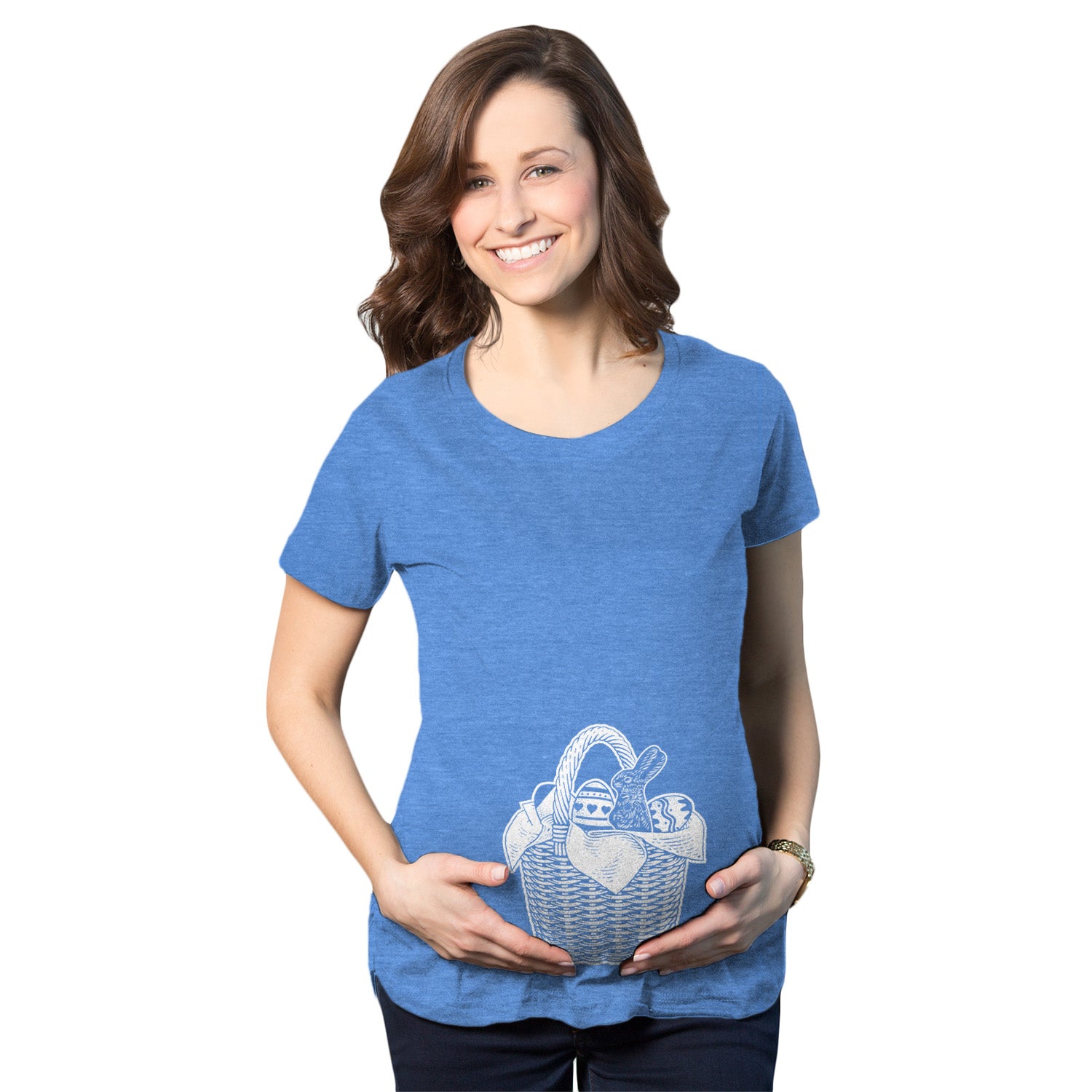 Funny Heather Royal Easter Basket Maternity T Shirt Nerdy Easter Tee