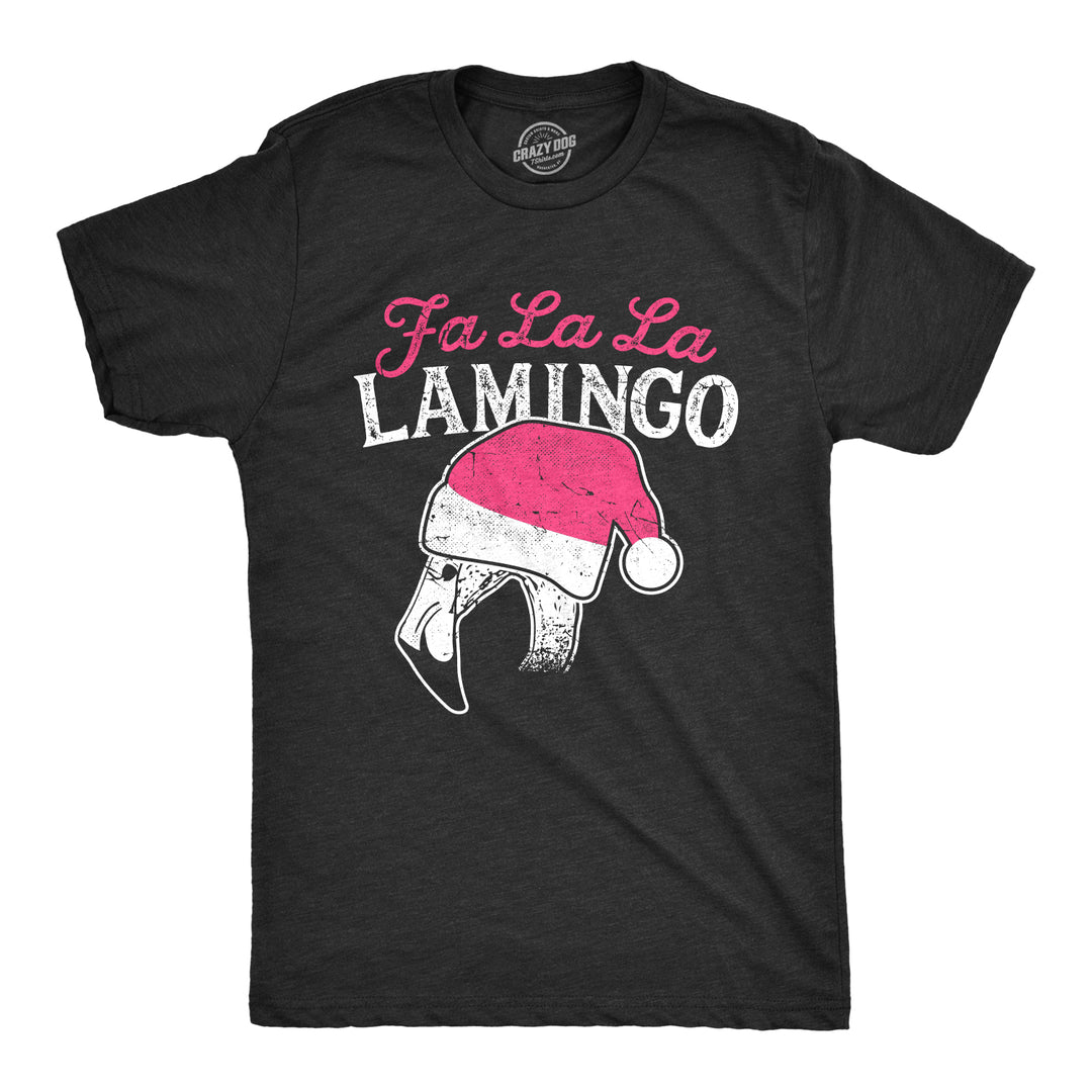 Funny Heather Black Fa La La Lamingo Mens T Shirt Nerdy Tee