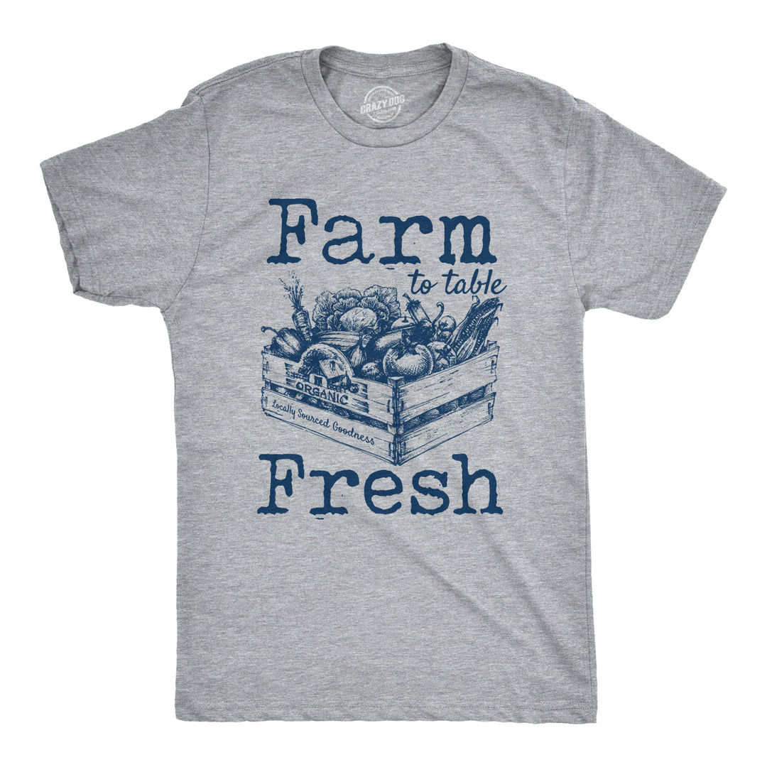 Funny Light Heather Grey Farm To Table Fresh Mens T Shirt Nerdy Food Earth Tee