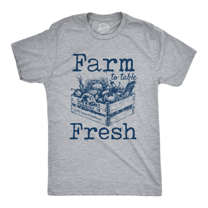 Funny Light Heather Grey Farm To Table Fresh Mens T Shirt Nerdy Food Earth Tee
