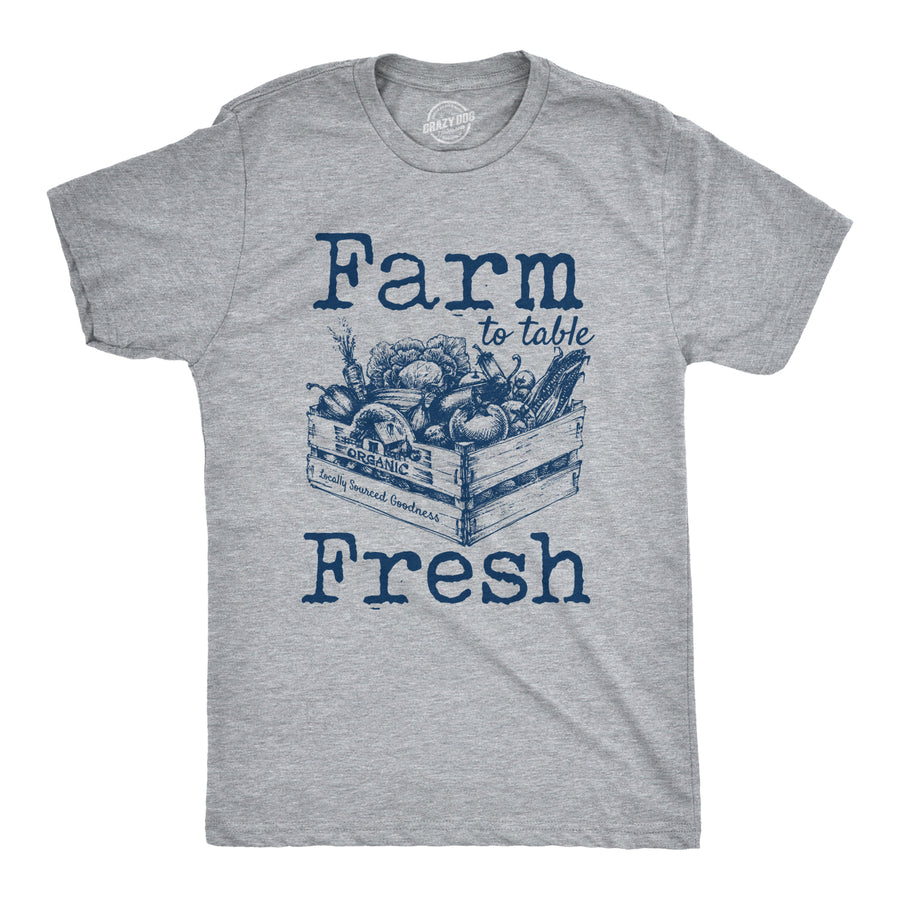 Funny Light Heather Grey Farm To Table Fresh Mens T Shirt Nerdy Food Earth Tee