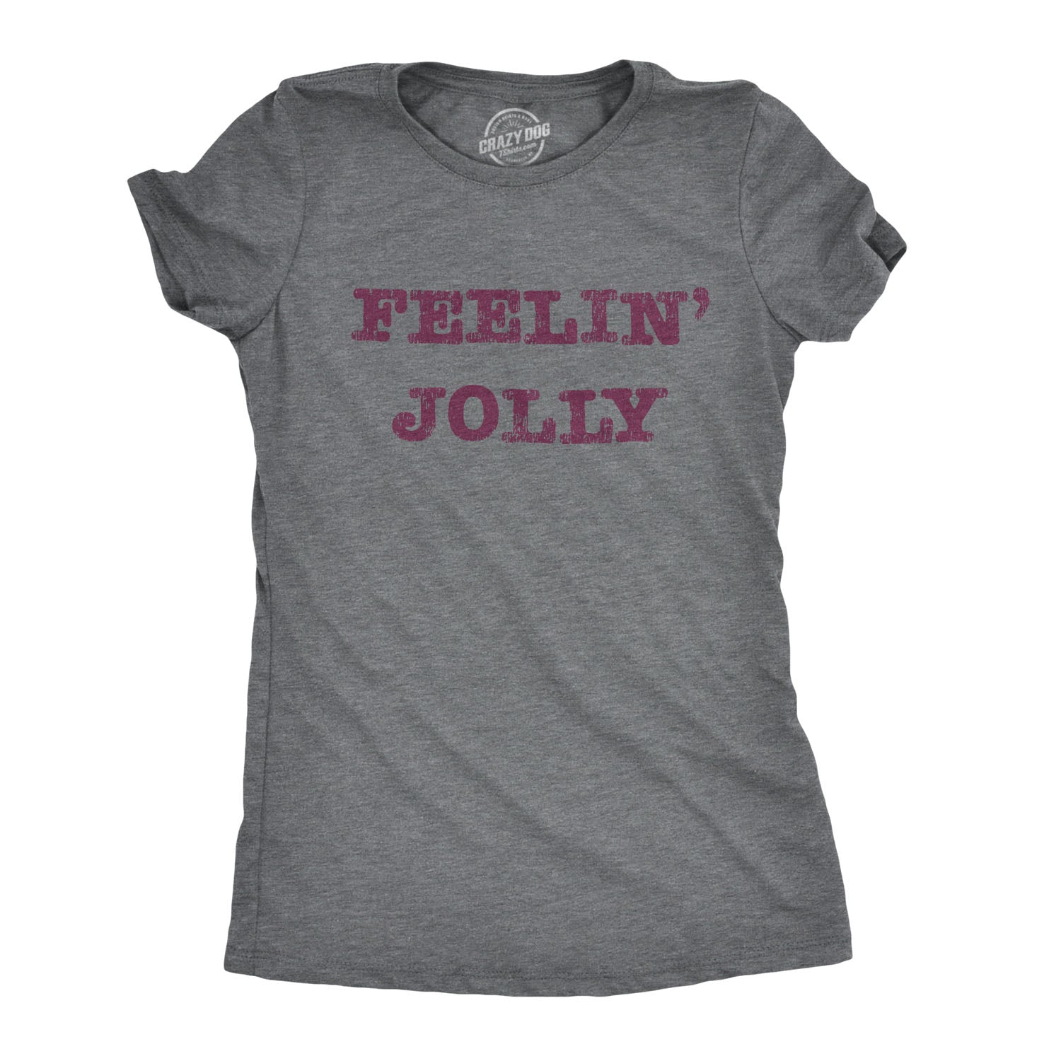 Funny Dark Heather Grey - Feelin Jolly Feelin' Jolly Womens T Shirt Nerdy Christmas Tee