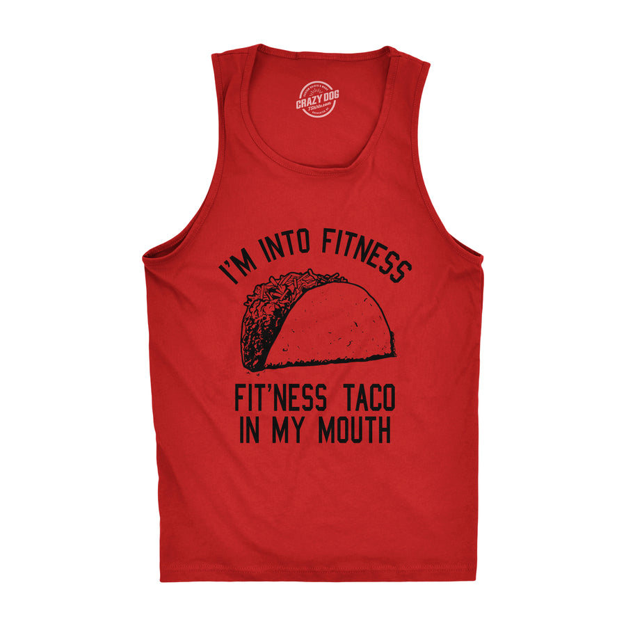Funny Light Heather Grey - Fitness Taco I'm Into Fitness Fit'ness Taco In My Mouth Mens Tank Top Nerdy Cinco De Mayo Fitness Tee