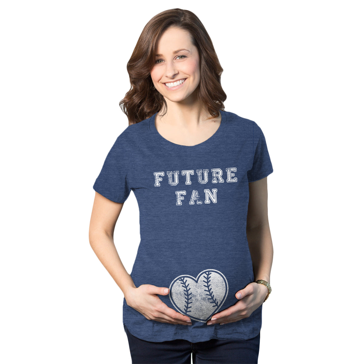Funny Heather Navy Future Baseball Fan Maternity T Shirt Nerdy Baseball Tee