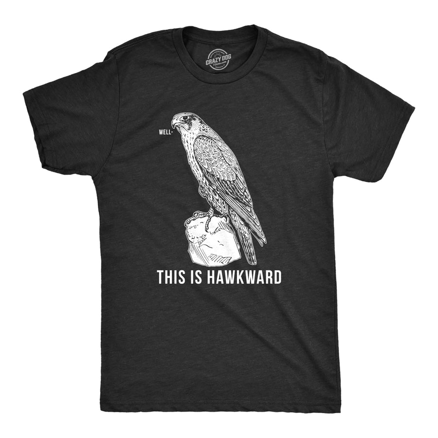 Funny Heather Black That's Hawkward Mens T Shirt Nerdy Animal Introvert Tee