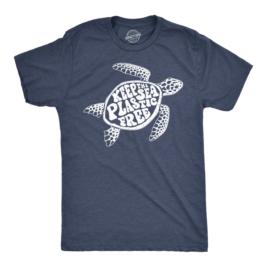 Funny Heather Navy Keep The Sea Plastic Fre Mens T Shirt Nerdy animal earth Tee