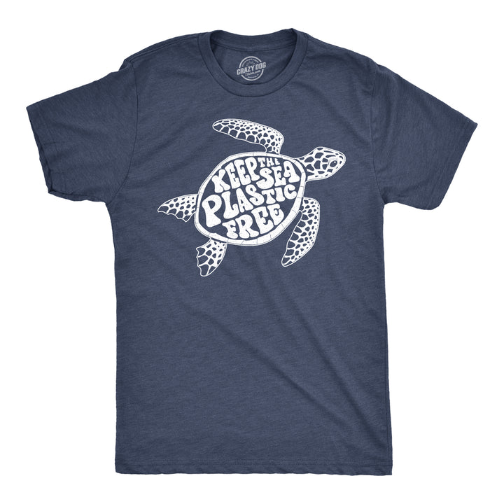 Funny Heather Navy Keep The Sea Plastic Fre Mens T Shirt Nerdy animal Tee